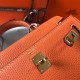 Hermes Mini Kelly 20cm Bag In Orange Clemence Leather