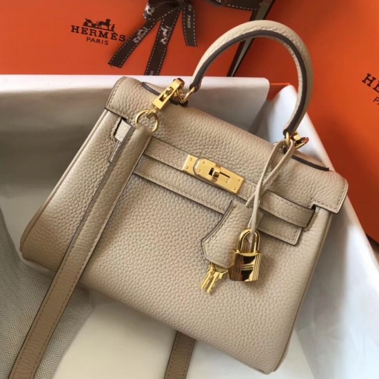 Hermes Mini Kelly 20cm Bag In Trench Clemence Leather