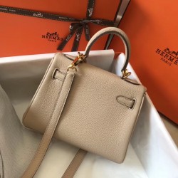 Hermes Mini Kelly 20cm Bag In Trench Clemence Leather