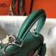 Hermes Mini Kelly 20cm Bag In Vert Vertigo Clemence Leather