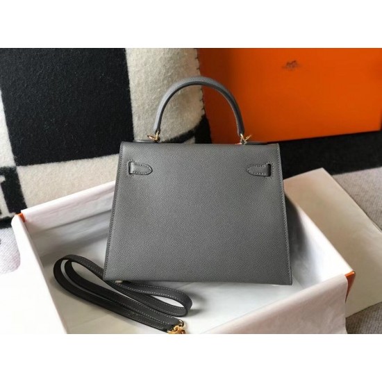 Hermes Kelly 25cm Sellier Bag In Ardoise Epsom Leather