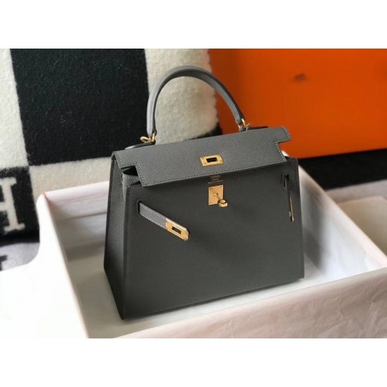 Hermes Kelly 25cm Sellier Bag In Ardoise Epsom Leather