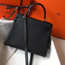 Hermes Kelly 25cm Sellier Bag In Black Epsom Leather