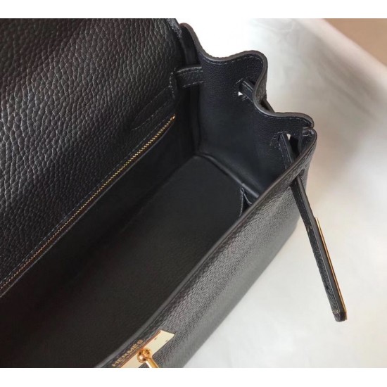 Hermes Kelly 25cm Sellier Bag In Black Epsom Leather