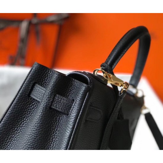 Hermes Kelly 25cm Sellier Bag In Black Epsom Leather