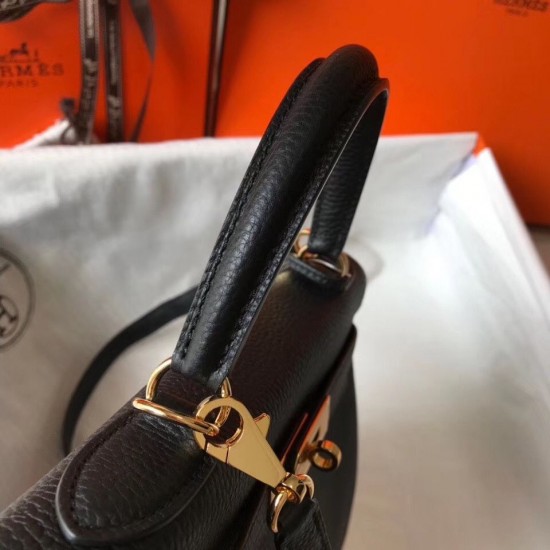 Hermes Kelly 25cm Sellier Bag In Black Epsom Leather