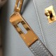 Hermes Kelly 25cm Sellier Bag In Blue Lin Epsom Leather