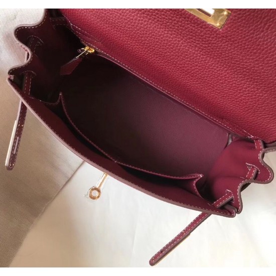 Hermes Kelly 25cm Sellier Bag In Bordeaux Epsom Leather