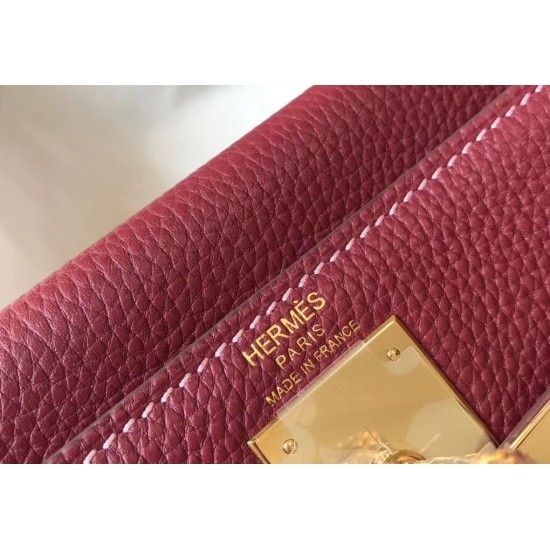 Hermes Kelly 25cm Sellier Bag In Bordeaux Epsom Leather