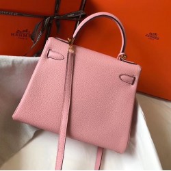 Hermes Kelly 25cm Sellier Bag In Pink Epsom Leather