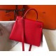 Hermes Kelly 25cm Sellier Bag In Red Epsom Leather