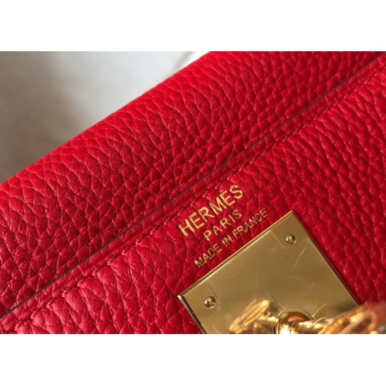 Hermes Kelly 25cm Sellier Bag In Red Epsom Leather