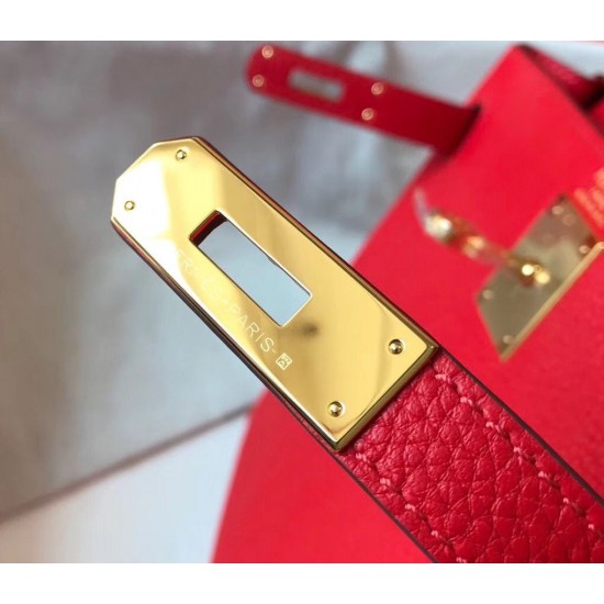 Hermes Kelly 25cm Sellier Bag In Red Epsom Leather