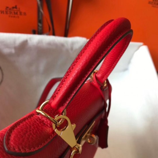 Hermes Kelly 25cm Sellier Bag In Red Epsom Leather