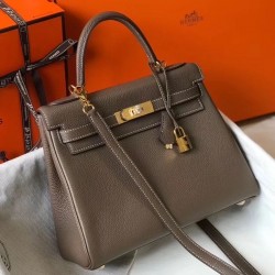 Hermes Kelly 25cm Sellier Bag In Taupe Epsom Leather