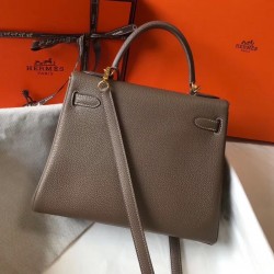 Hermes Kelly 25cm Sellier Bag In Taupe Epsom Leather