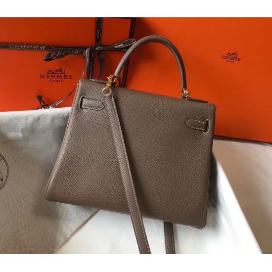 Hermes Kelly 25cm Sellier Bag In Taupe Epsom Leather