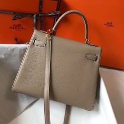 Hermes Kelly 25cm Sellier Bag In Tourterelle Epsom Leather