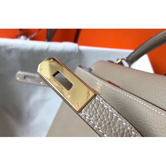 Hermes Kelly 25cm Sellier Bag In Tourterelle Epsom Leather