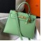 Hermes Kelly 25cm Sellier Bag In Vert Criquet Epsom Leather