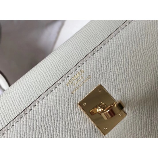 Hermes Kelly 25cm Sellier Bag In White Epsom Leather