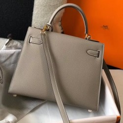 Hermes Kelly 28cm Sellier Bag In Asphalt Epsom Leather