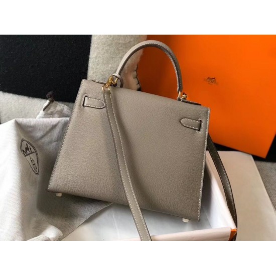 Hermes Kelly 28cm Sellier Bag In Asphalt Epsom Leather