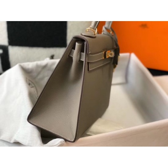 Hermes Kelly 28cm Sellier Bag In Asphalt Epsom Leather