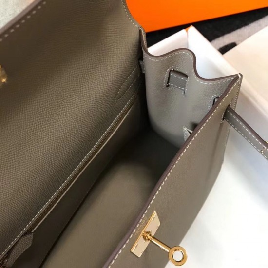 Hermes Kelly 28cm Sellier Bag In Asphalt Epsom Leather