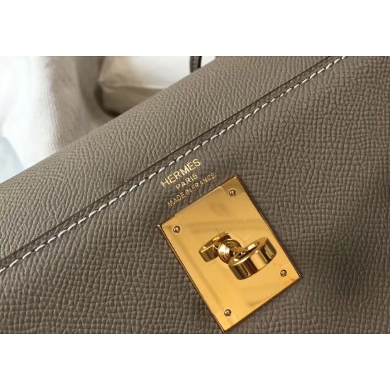 Hermes Kelly 28cm Sellier Bag In Asphalt Epsom Leather