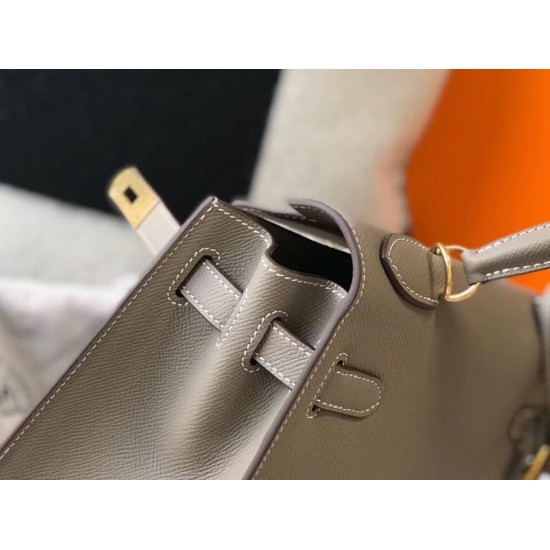 Hermes Kelly 28cm Sellier Bag In Asphalt Epsom Leather