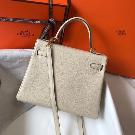 Hermes Kelly 28cm Sellier Bag In Beton Leather