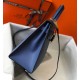 Hermes Kelly 28cm Sellier Bag In Blue Agate Epsom Leather