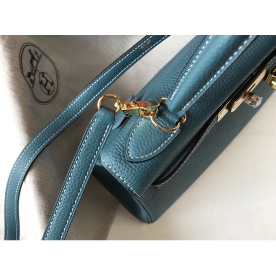 Hermes Kelly 28cm Sellier Bag In Blue Jean Epsom Leather