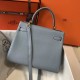 Hermes Kelly 28cm Sellier Bag In Blue Lin Epsom Leather