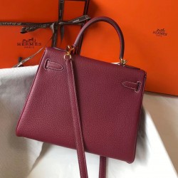 Hermes Kelly 28cm Sellier Bag In Bordeaxu Epsom Leather