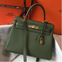 Hermes Kelly 28cm Sellier Bag In Canopee Epsom Leather