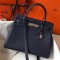 Hermes Kelly 28cm Sellier Bag In Dark Blue Epsom Leather