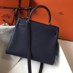 Hermes Kelly 28cm Sellier Bag In Dark Blue Epsom Leather