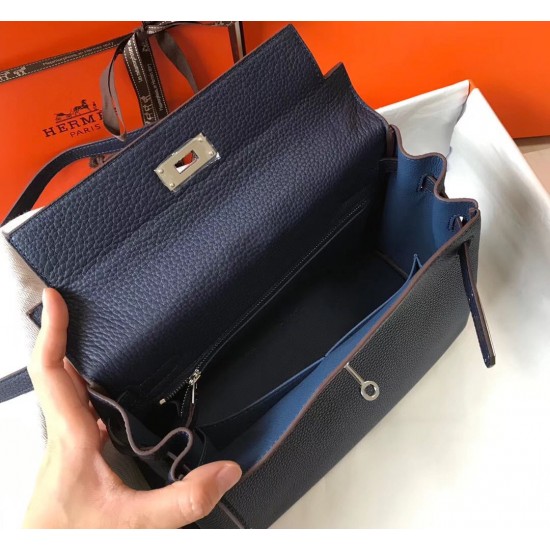 Hermes Kelly 28cm Sellier Bag In Dark Blue Epsom Leather