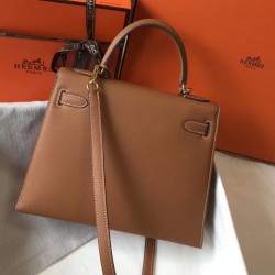 Hermes Kelly 28cm Sellier Bag In Gold Epsom Leather