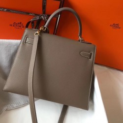 Hermes Kelly 28cm Sellier Bag In Grey Epsom Leather