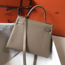 Hermes Kelly 28cm Sellier Bag In Gris Tourterelle Epsom Leather