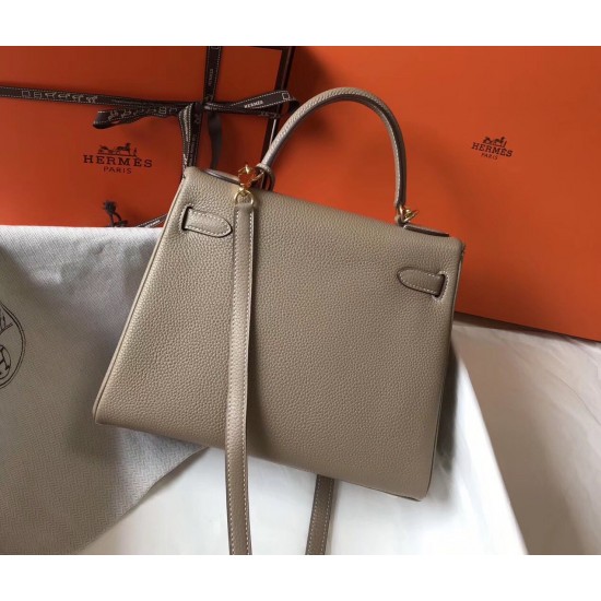 Hermes Kelly 28cm Sellier Bag In Gris Tourterelle Epsom Leather