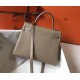 Hermes Kelly 28cm Sellier Bag In Gris Tourterelle Epsom Leather