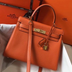 Hermes Kelly 28cm Sellier Bag In Orange Epsom Leather