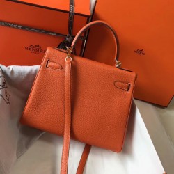 Hermes Kelly 28cm Sellier Bag In Orange Epsom Leather