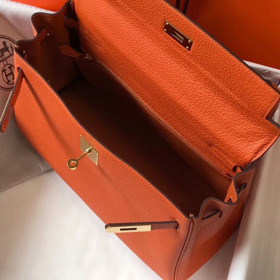 Hermes Kelly 28cm Sellier Bag In Orange Epsom Leather