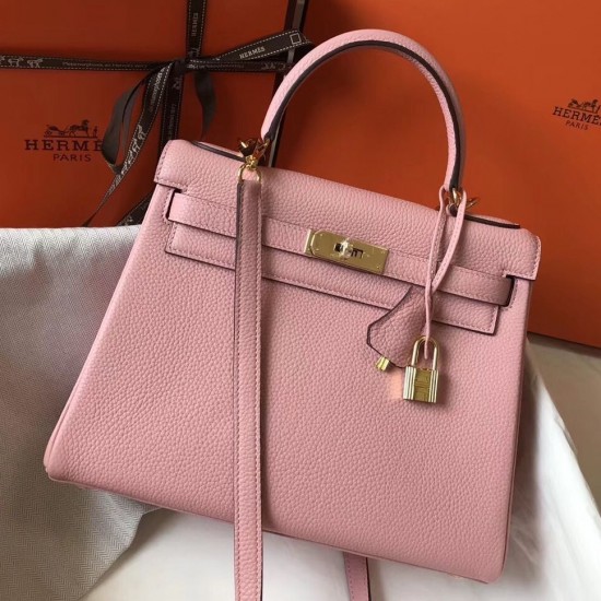 Hermes Kelly 28cm Sellier Bag In Pink Epsom Leather