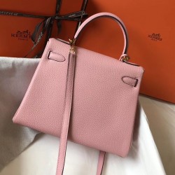 Hermes Kelly 28cm Sellier Bag In Pink Epsom Leather